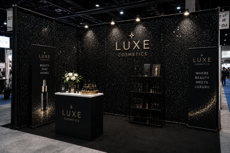 Exhibition stand glitter branding