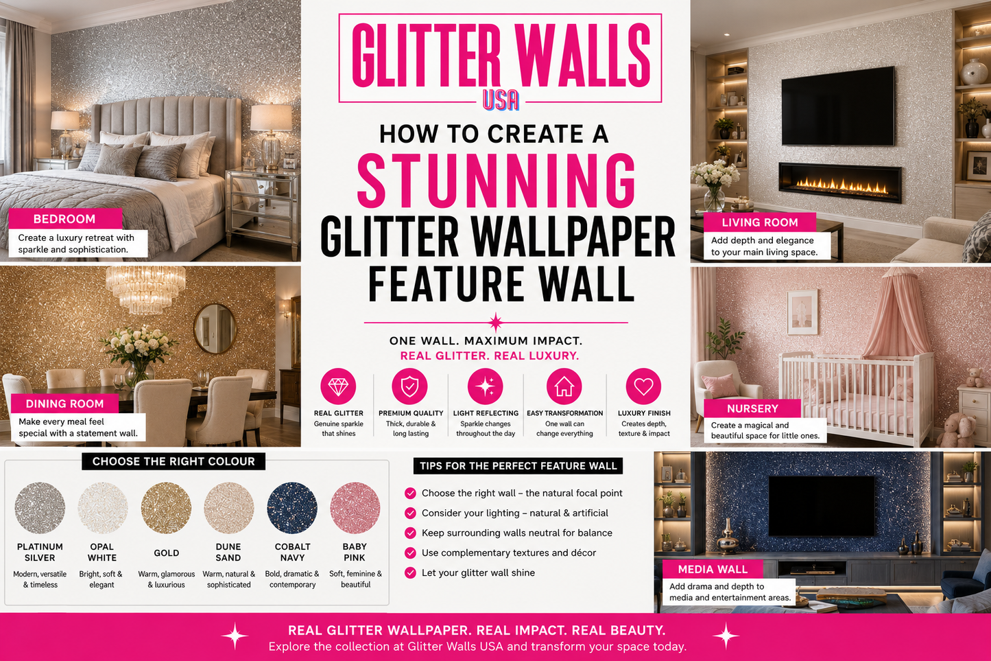 How to Create a Stunning Glitter Wallpaper Feature Wall