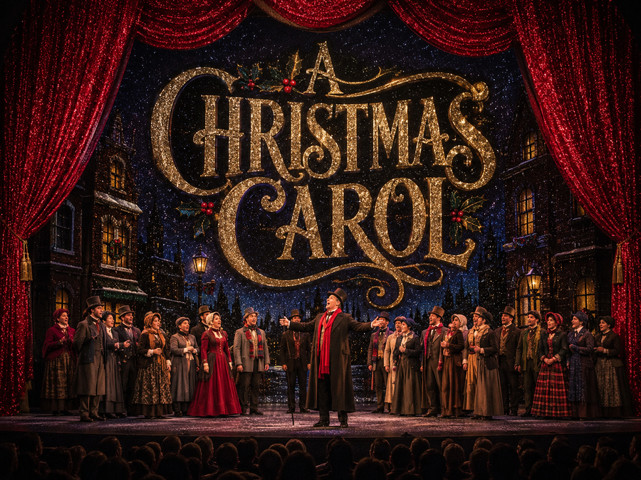 Holiday theater glitter backdrop