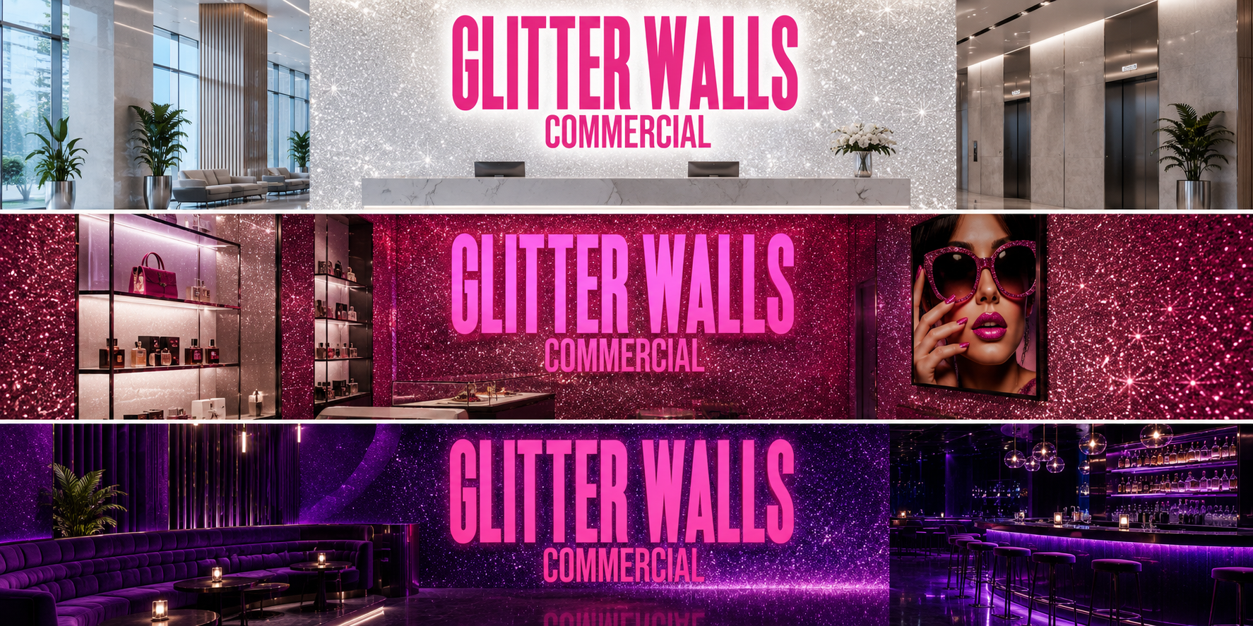 Custom branded glitter wall installation