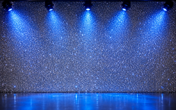 Blue light glitter backdrop