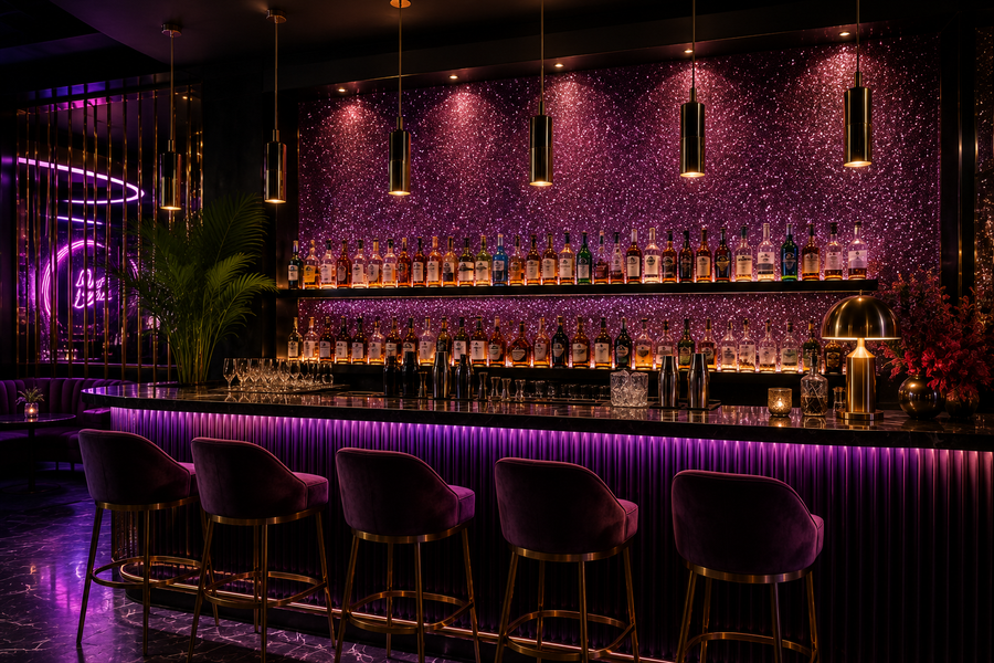 Luxury cocktail bar glitter wall