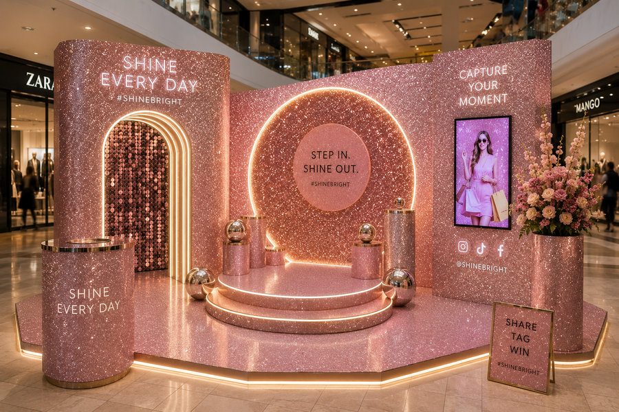 Shopping center glitter activation