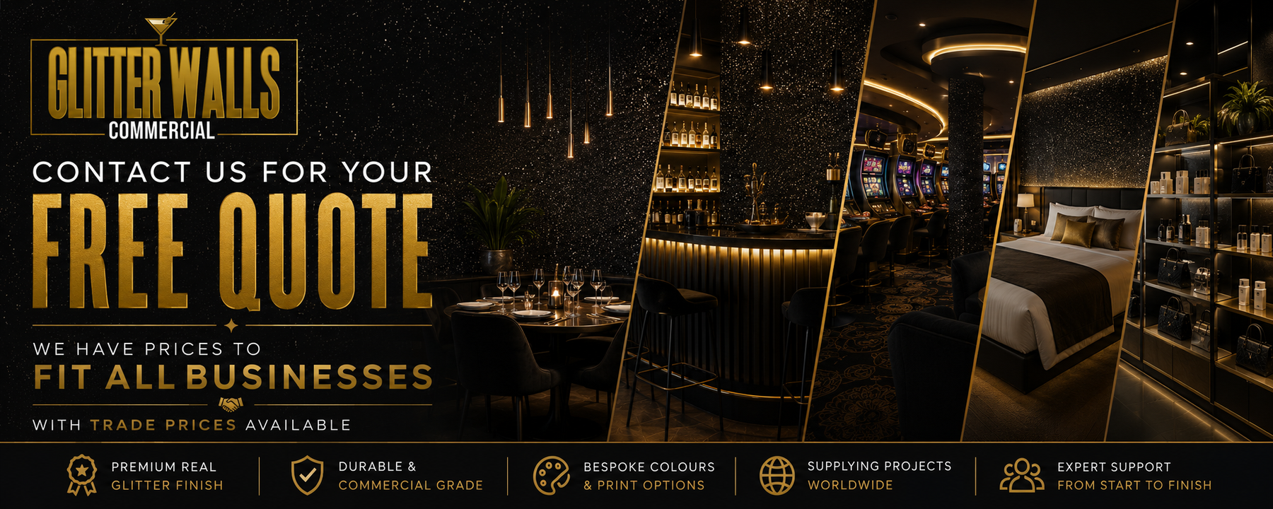 Hospitality glitter wallcovering project support